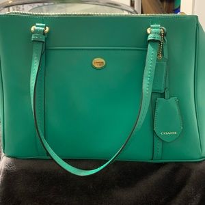 Coach green leather handbag